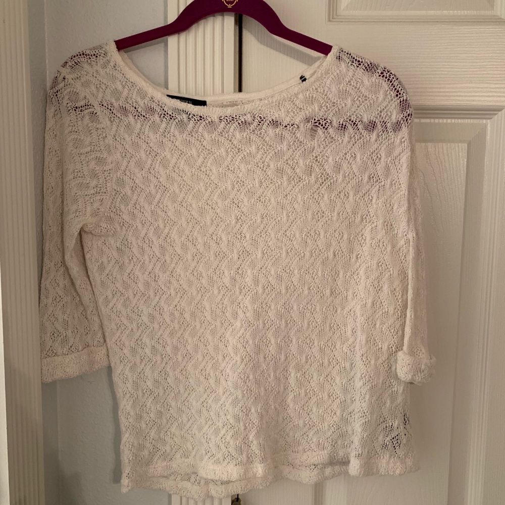 white knit half sleeve sweater